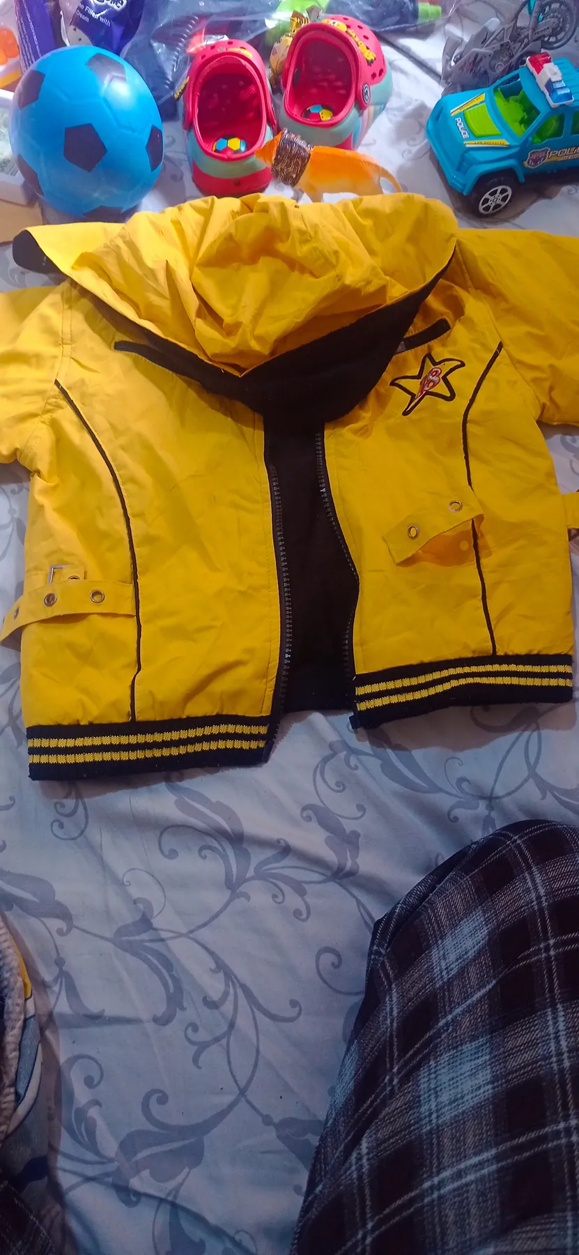 A child’s jacket donated for the young ones
